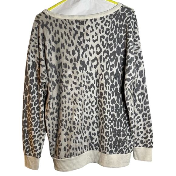 Chaser Cheetah Animal Print Long Sleeve Pullover Sweatshirt Women's Small - Picture 2 of 6